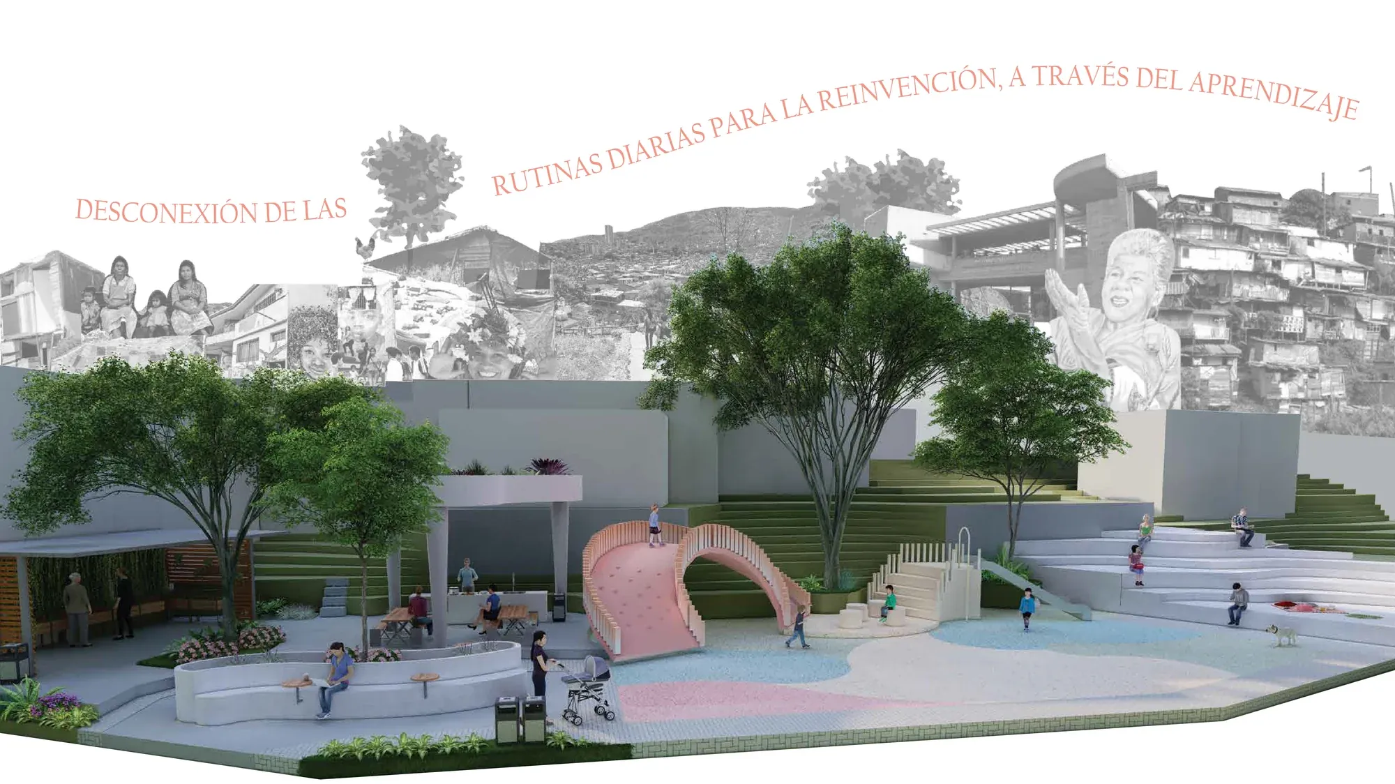 Diagrama de usos del parque — sistemas de drenaje sostenible