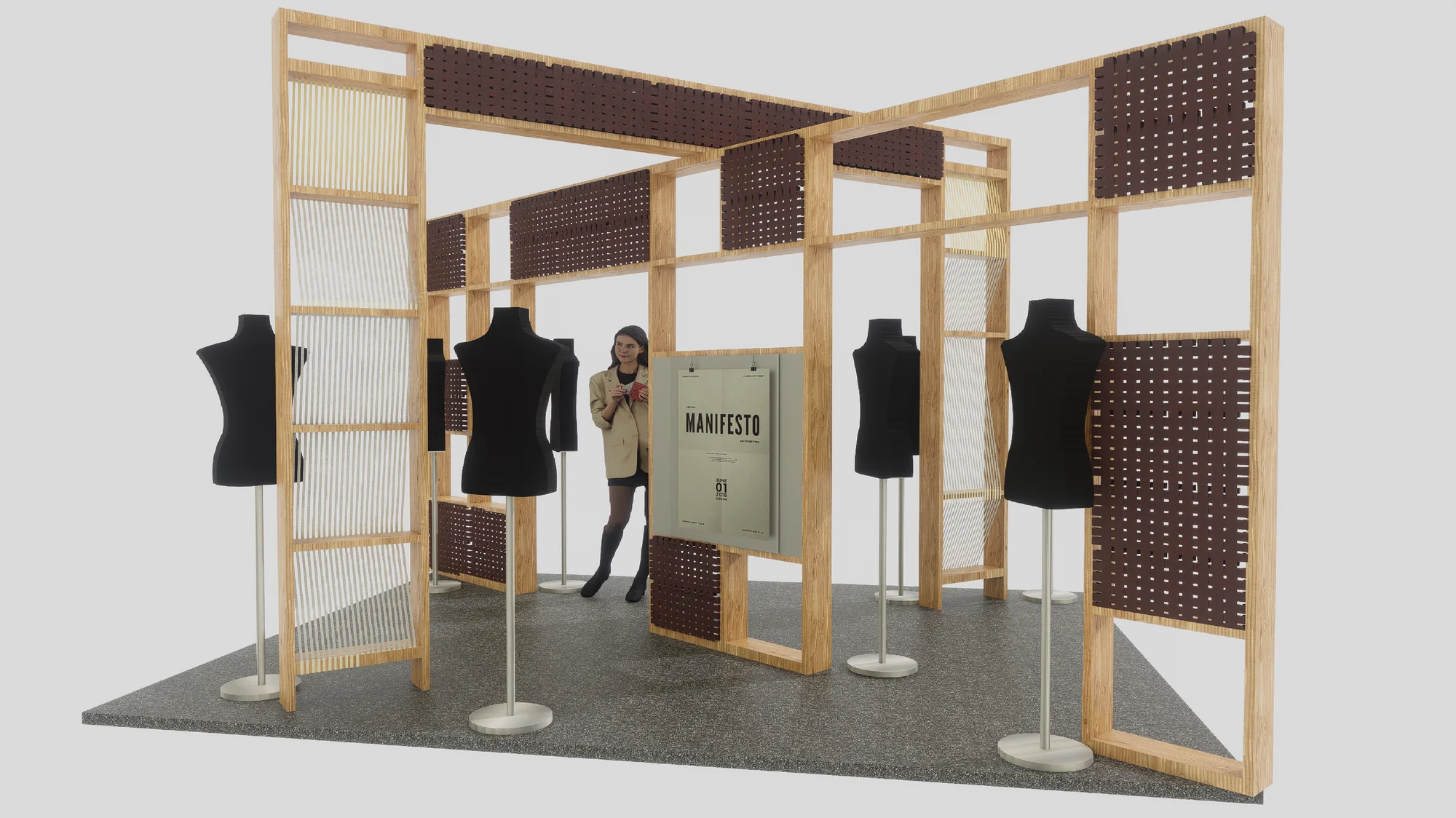 Stand externo - Vista detallada con logotipo